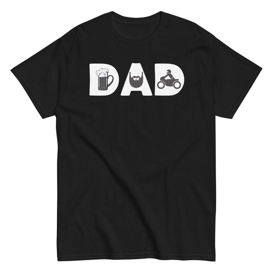 Dad Beer Beard Motorcycle Tee - Perfect for beer-loving, bearded dads who love to ride