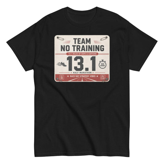 Sarcastic half marathon runner tee with race bib design