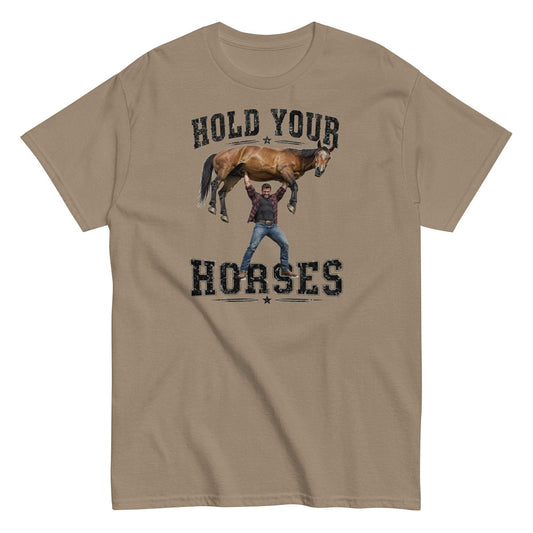 Horse-themed unisex tee with playful wordplay design and comfortable fit