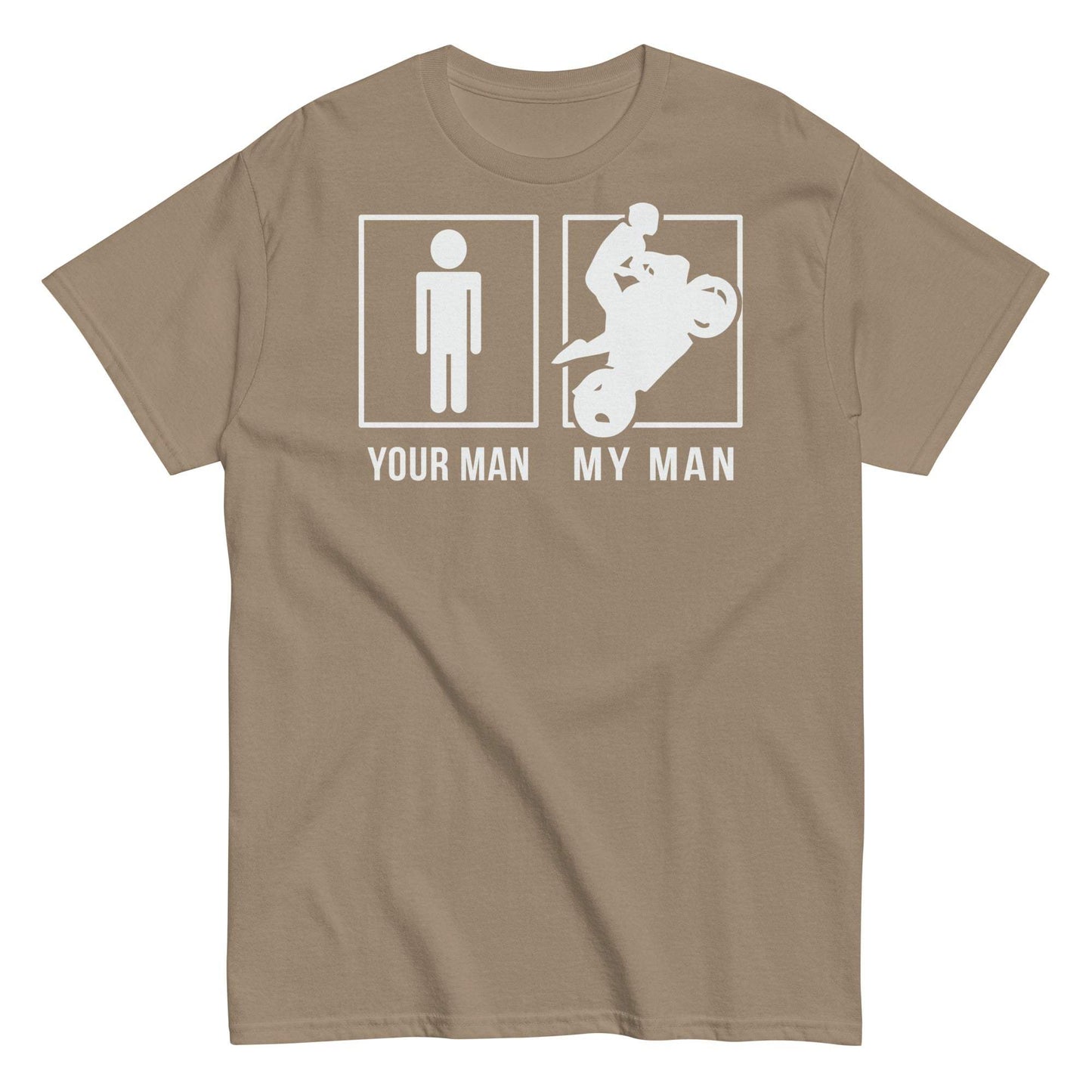 Man riding motorcycle graphic tee