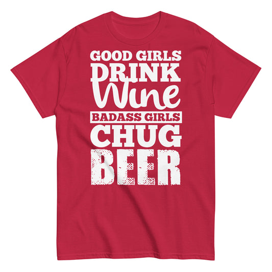 Wine and beer themed tee for good girls with a badass side