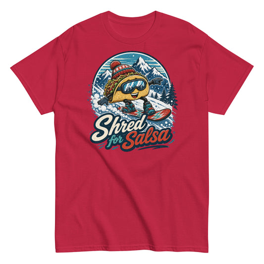 Unisex classic tee with snowboarding taco design