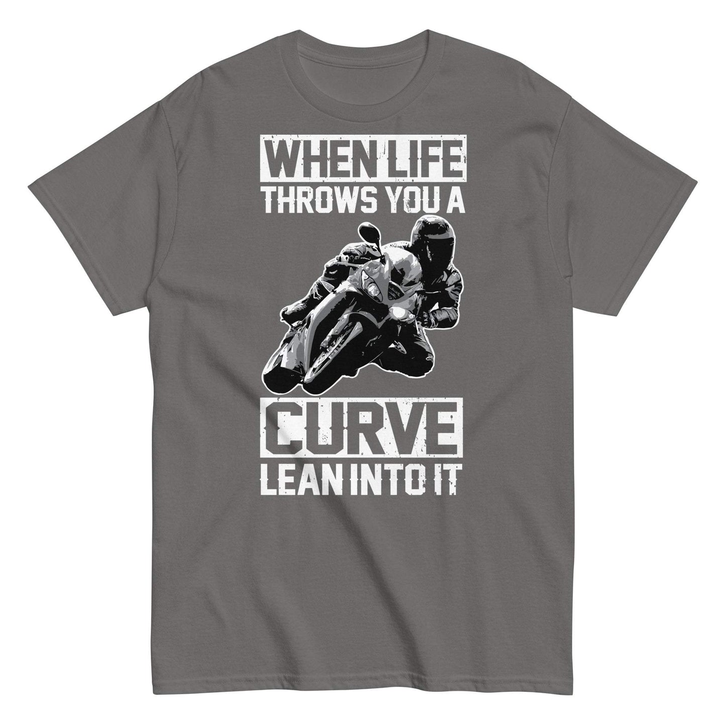 Motorcycle tee with life's curves design