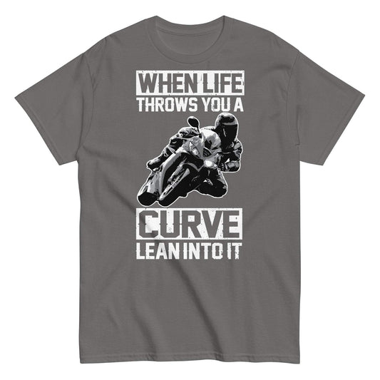 Motorcycle tee with life's curves design