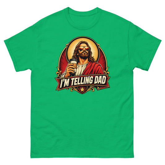 Funny Christian Tee for Dads with Jesus Coffee Humor