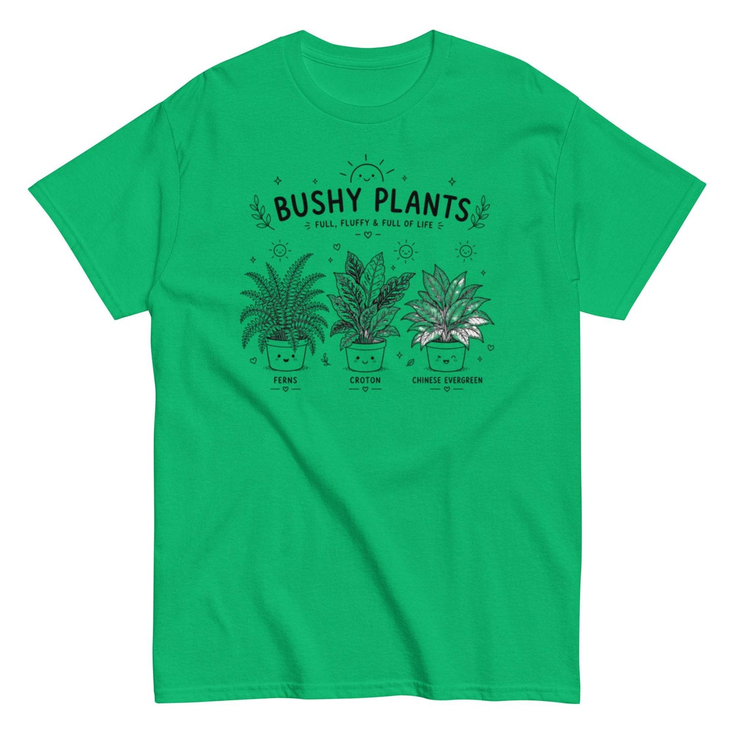Trendy garden plant lover tee with bushy plant print