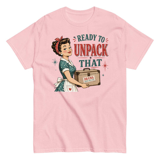 Retro girl unpacks with gossip vibes on classic tee