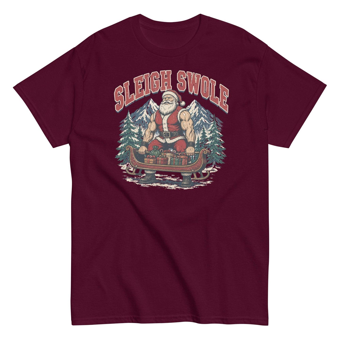 Santa Sleigh Swole holiday workout tee