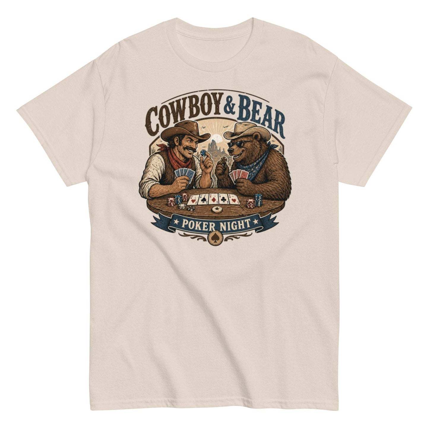 Cowboy & Bear Poker Game Unisex Tee