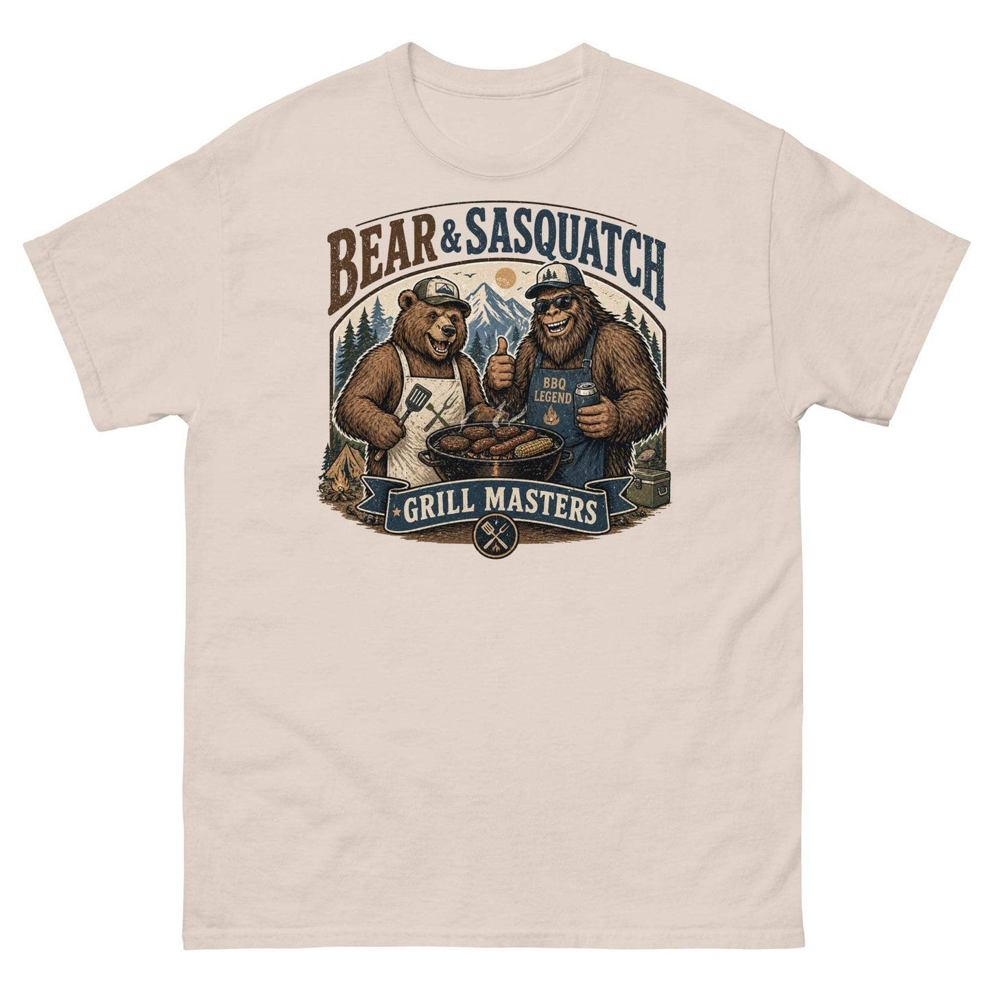 Bear & Sasquatch Grilling Tee - Fun Outdoor Graphic Design