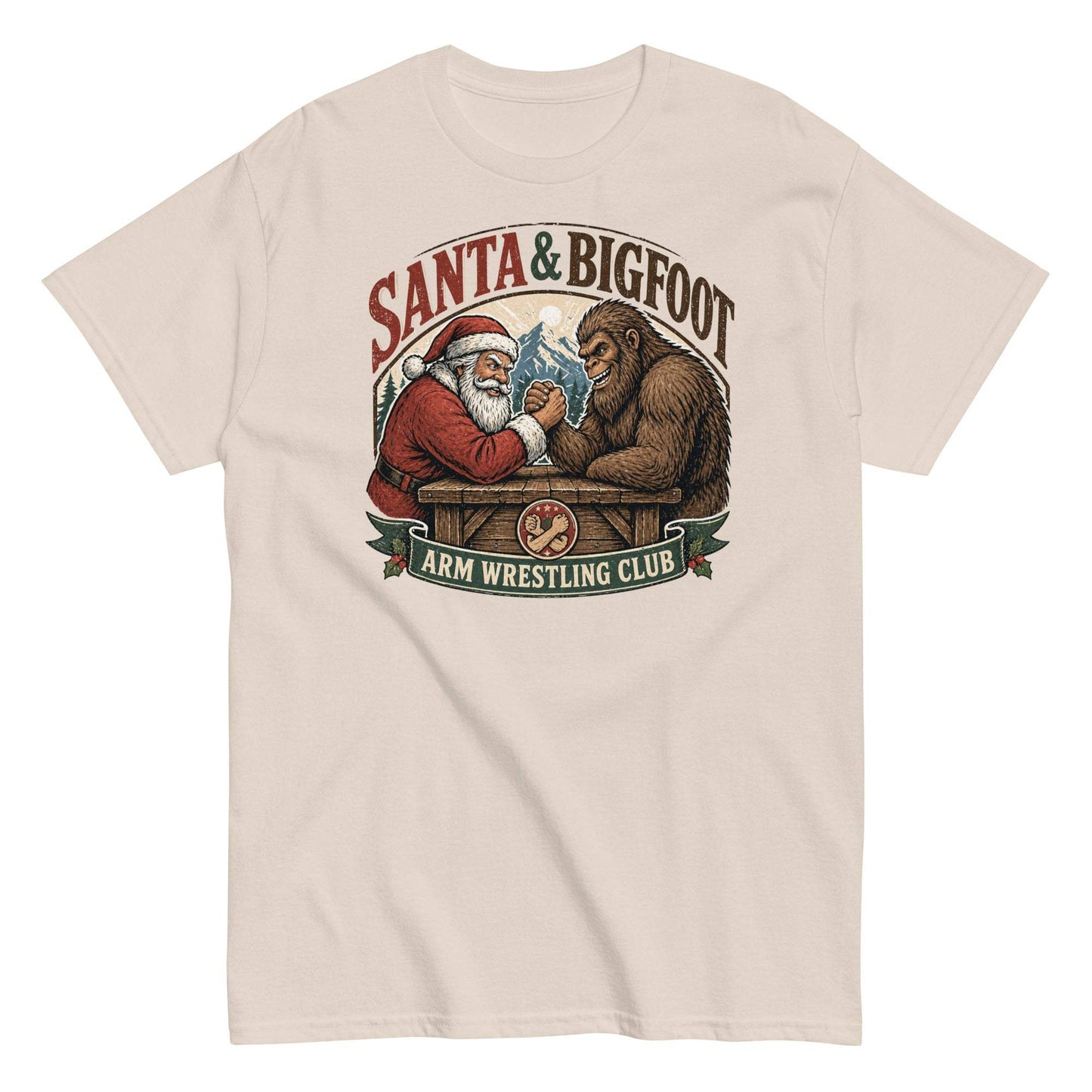 Santa & Bigfoot Arm Wrestling Tee