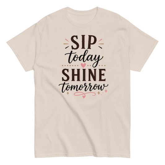 Coffee Drinker T-shirt with playful slogan and sparkling twist