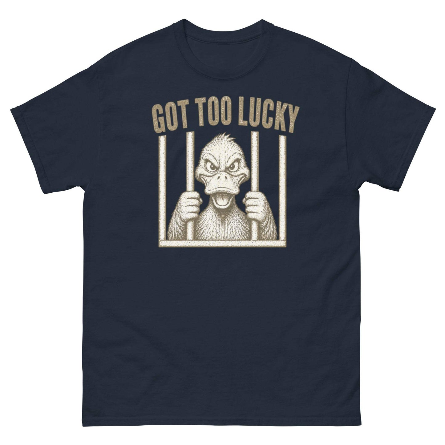 Jailed Duck Unisex Tee - Bold design of a duck behind bars, playful and unique