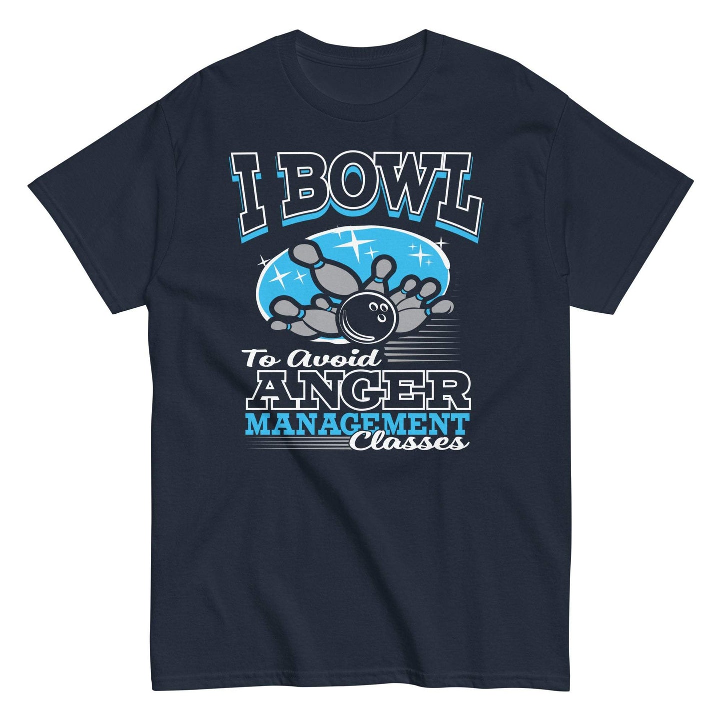 Bowling-themed graphic tee for anger management