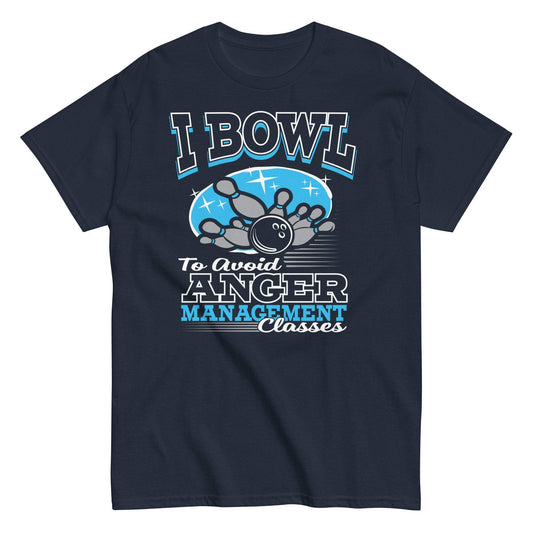 Bowling-themed graphic tee for anger management