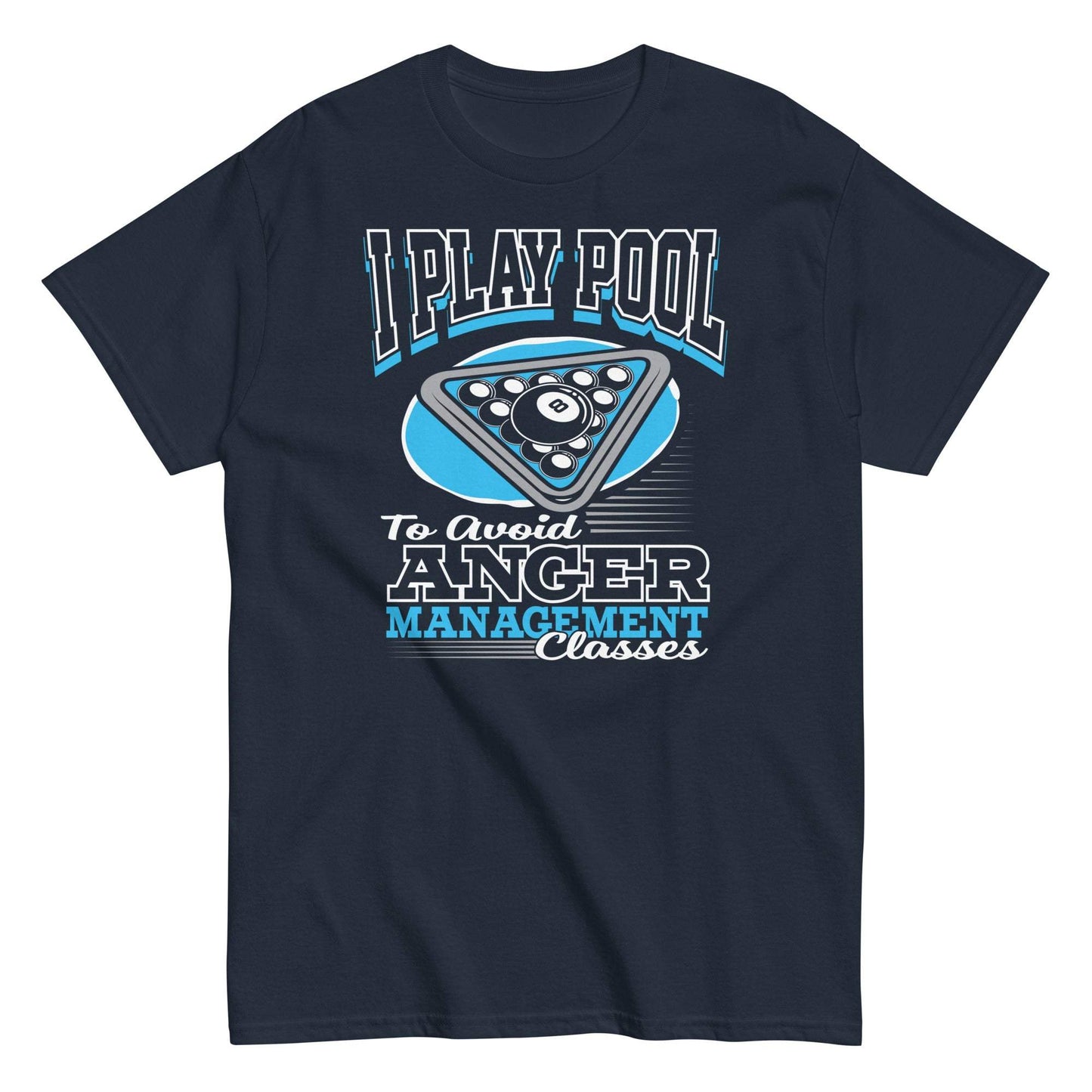 Humorous pool billiards tee for stress relief and anger management