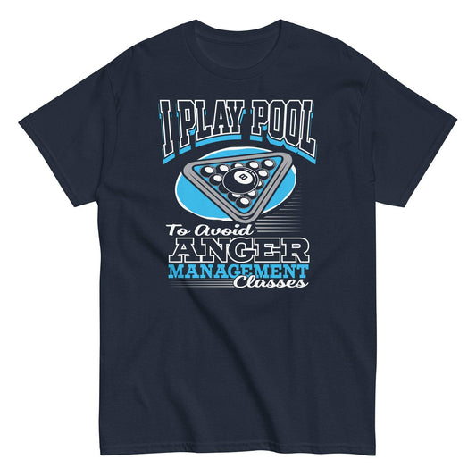 Humorous pool billiards tee for stress relief and anger management