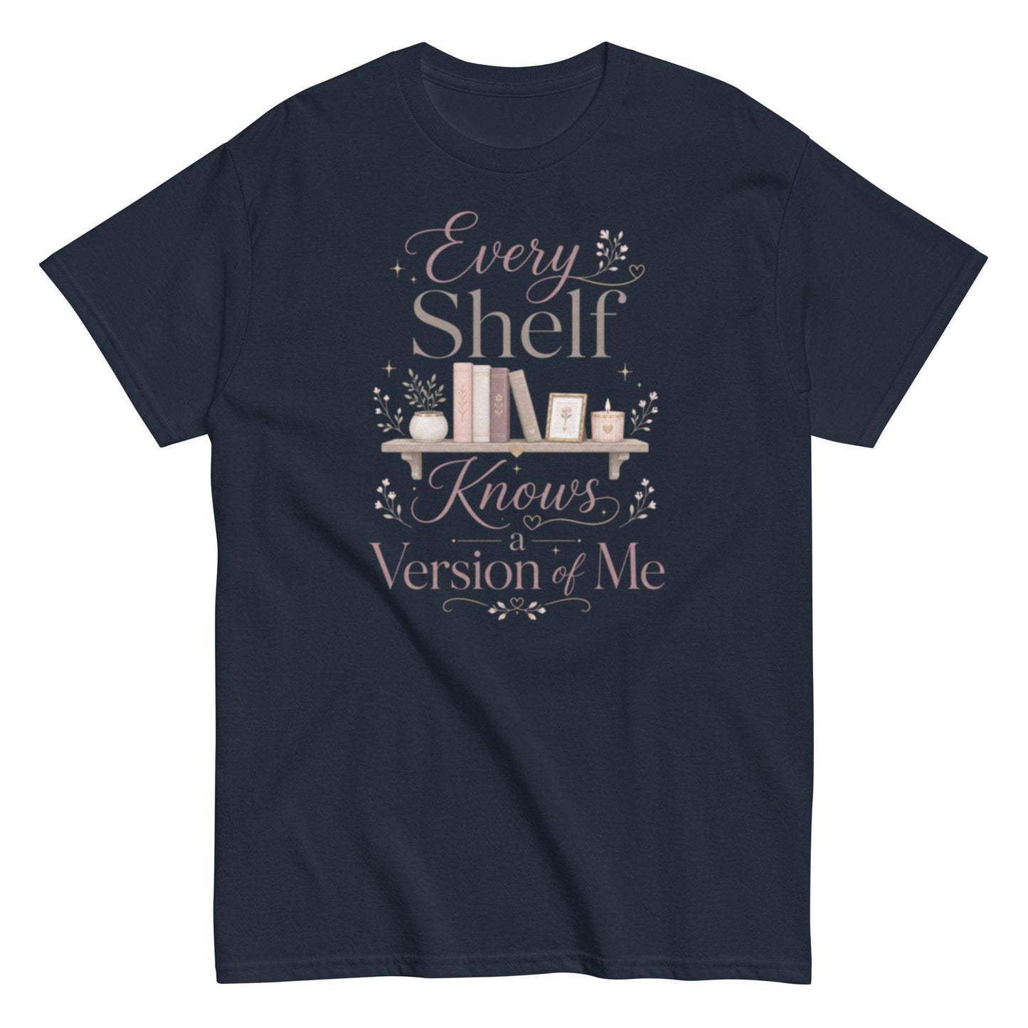 Book lover tee with shelves design