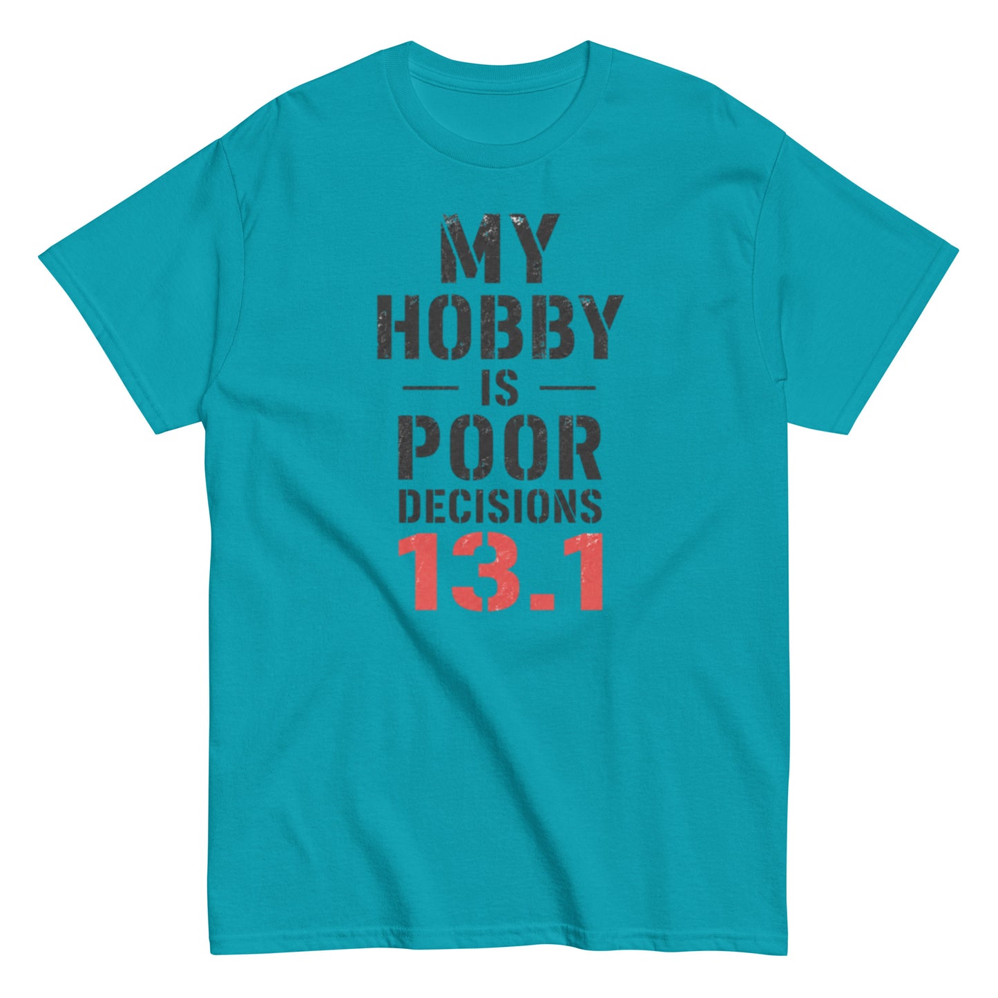 Funny half marathon runner tee with bold text and playful design