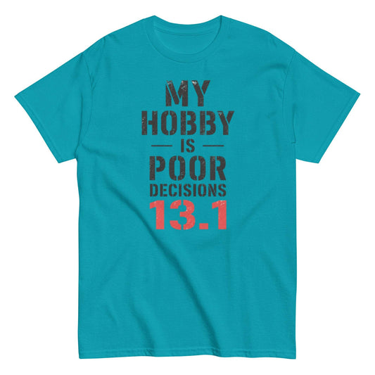 Funny half marathon runner tee with bold text and playful design