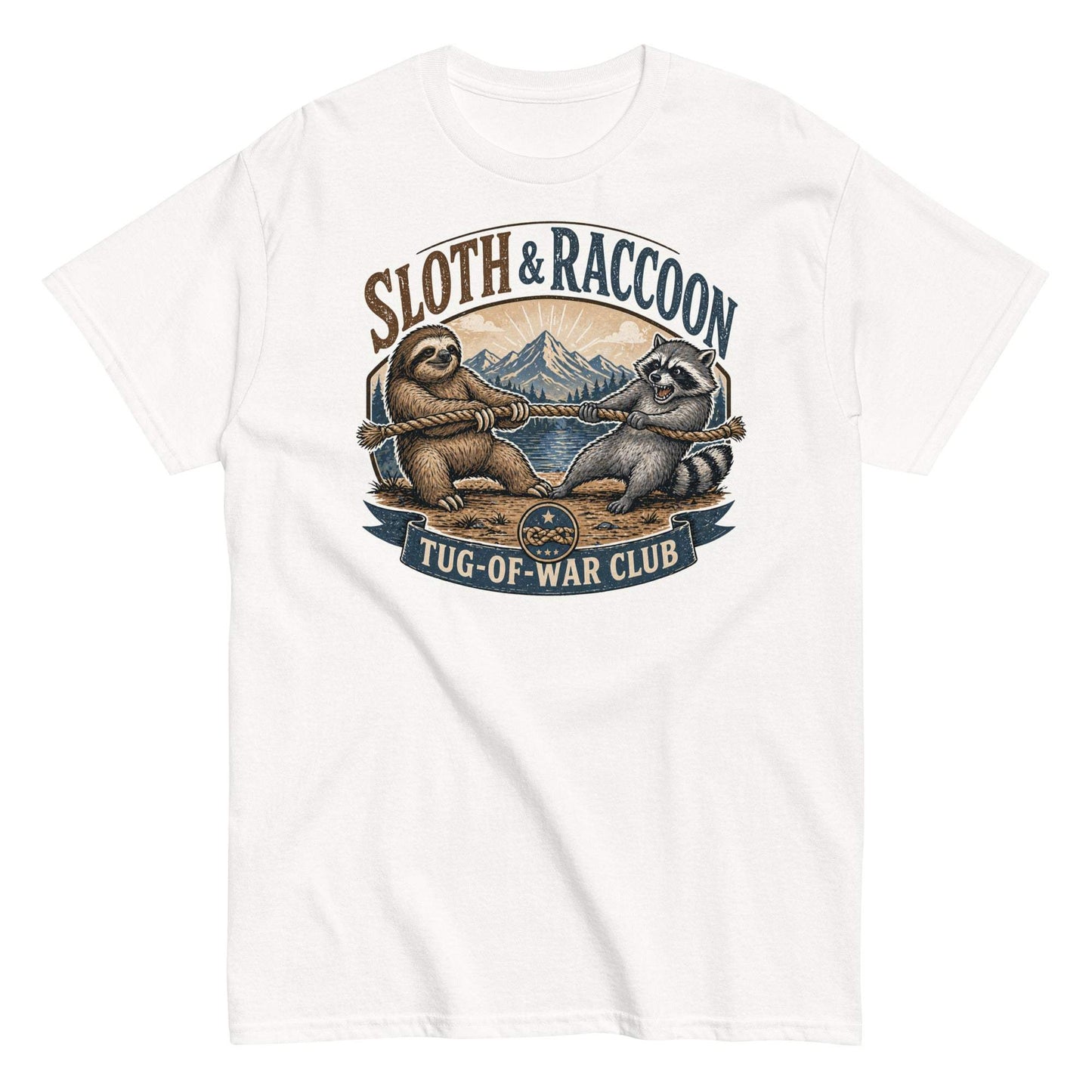 Sloth & Raccoon Tug-of-War Classic Tee