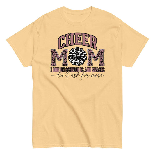 Cheer Mom Shirt - I Run on Schedules and Snacks Tee