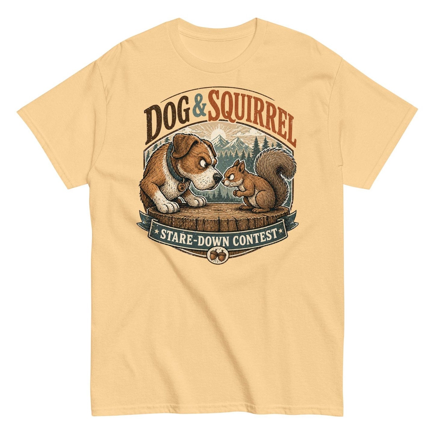 Dog vs Squirrel Stare-Down Unisex Classic Tee