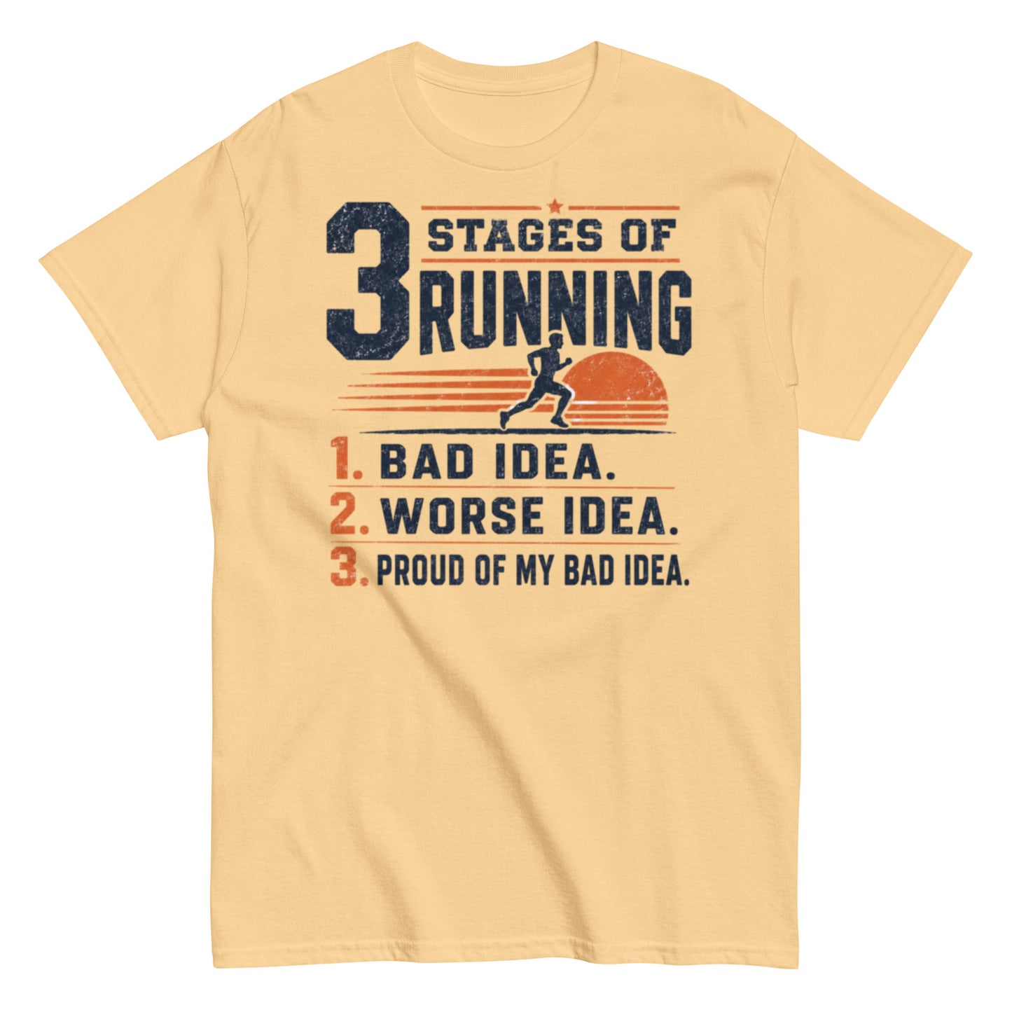 Funny Running Shirt with 3 Stages of Running Design - Perfect Runner Gift