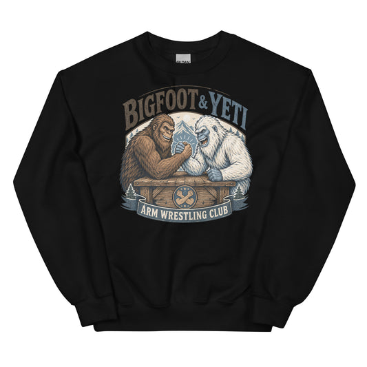 Bigfoot & Yeti arm wrestling sweatshirt
