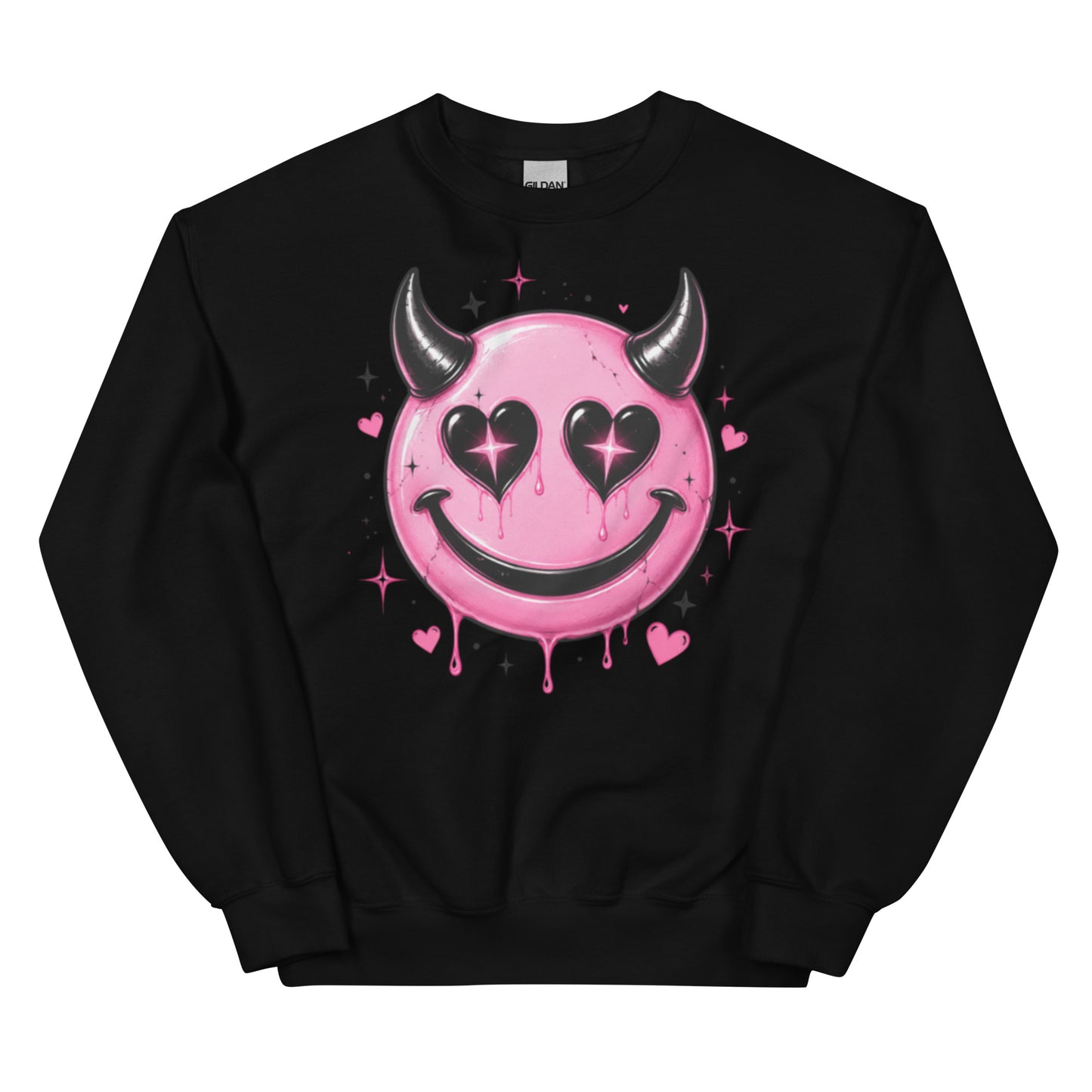 Devil Horns Smiley Women's Sweatshirt - Bold and playful design with soft air-jet spun yarn