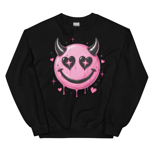 Devil Horns Smiley Women's Sweatshirt - Bold and playful design with soft air-jet spun yarn