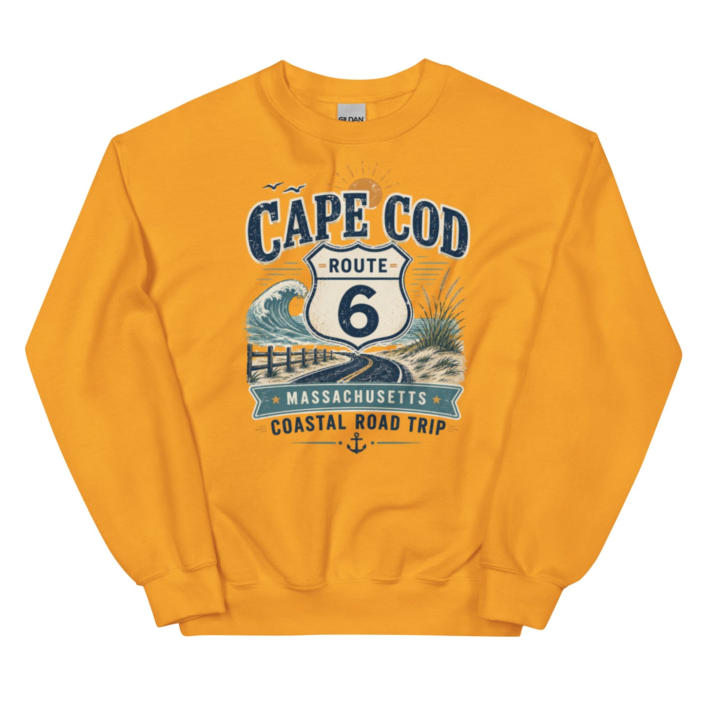 Route 6 Cape Cod sweatshirt with beach icons