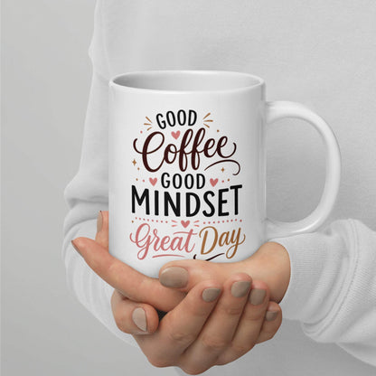 Coffee Drinker Mug: Positive message, sleek design, safe for microwave and dishwasher