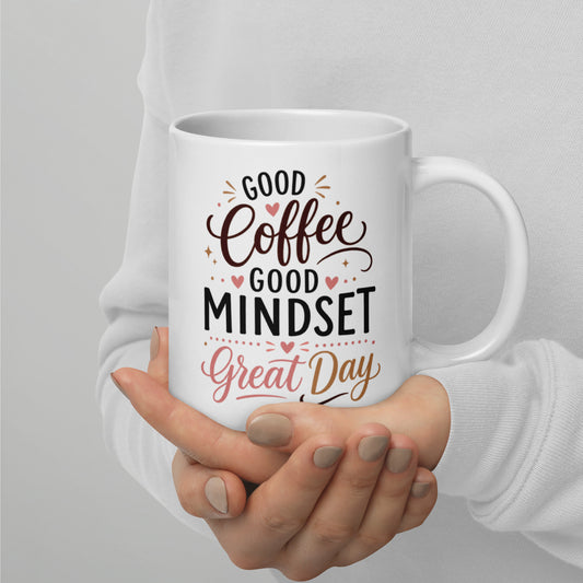 Coffee Drinker Mug: Positive message, sleek design, safe for microwave and dishwasher
