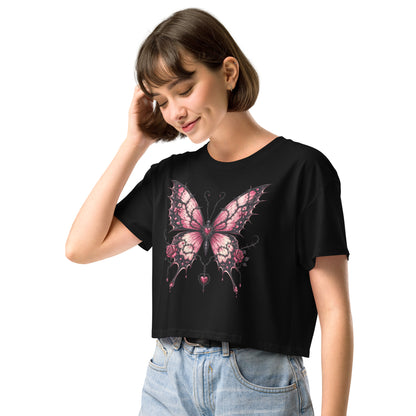 Thorned Butterfly Women's Crop Top in Soft Combed Cotton