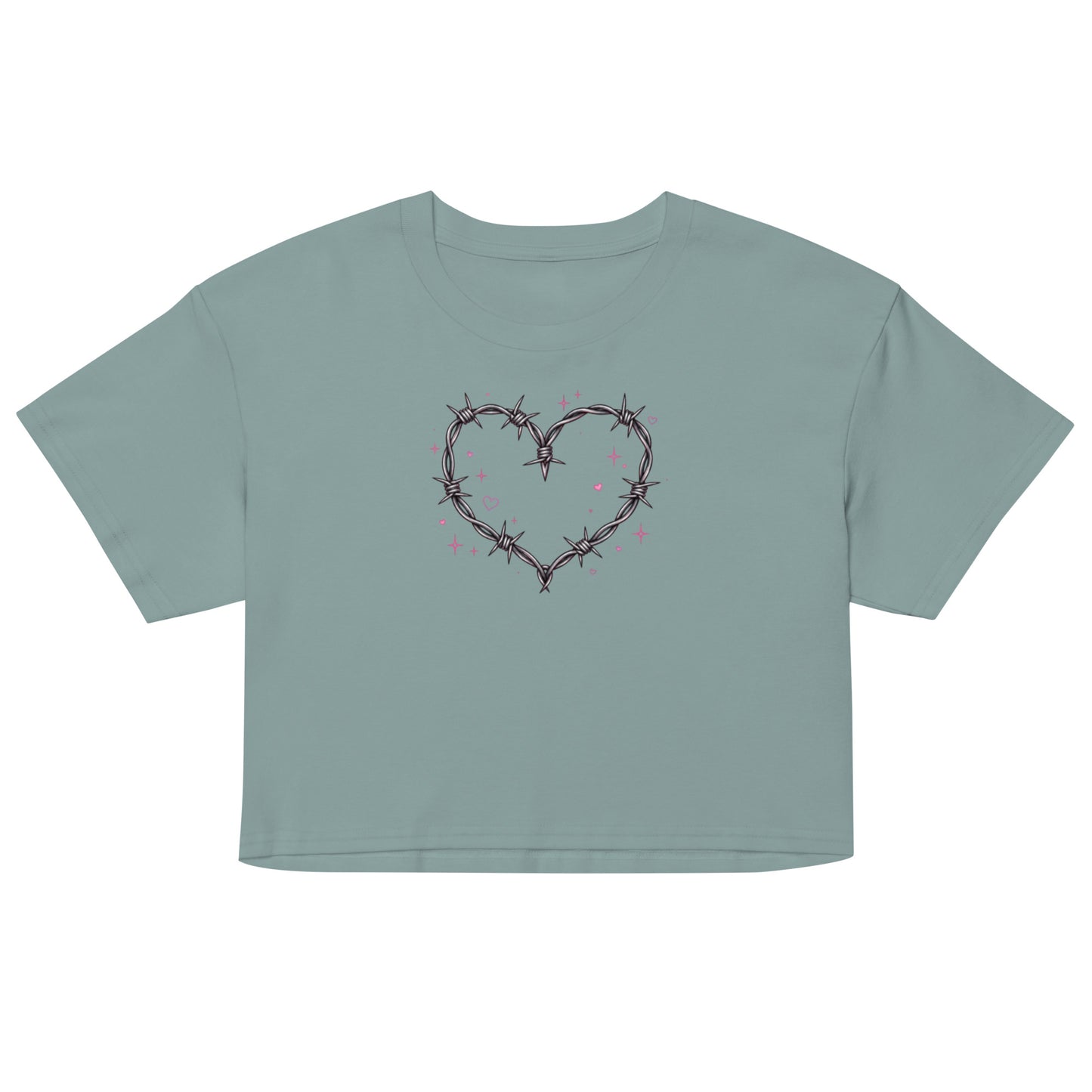 Barbed wire heart crop top with soft combed cotton