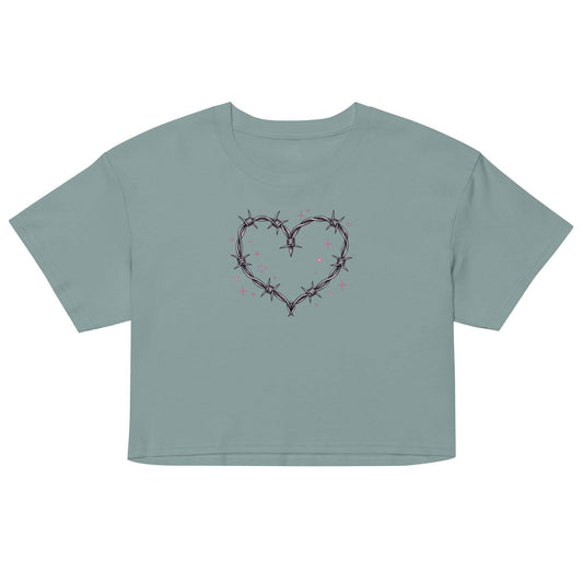 Barbed wire heart crop top with soft combed cotton