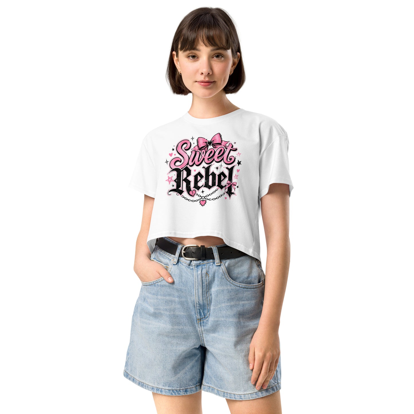 Sweet Rebel crop top in soft, durable combed cotton