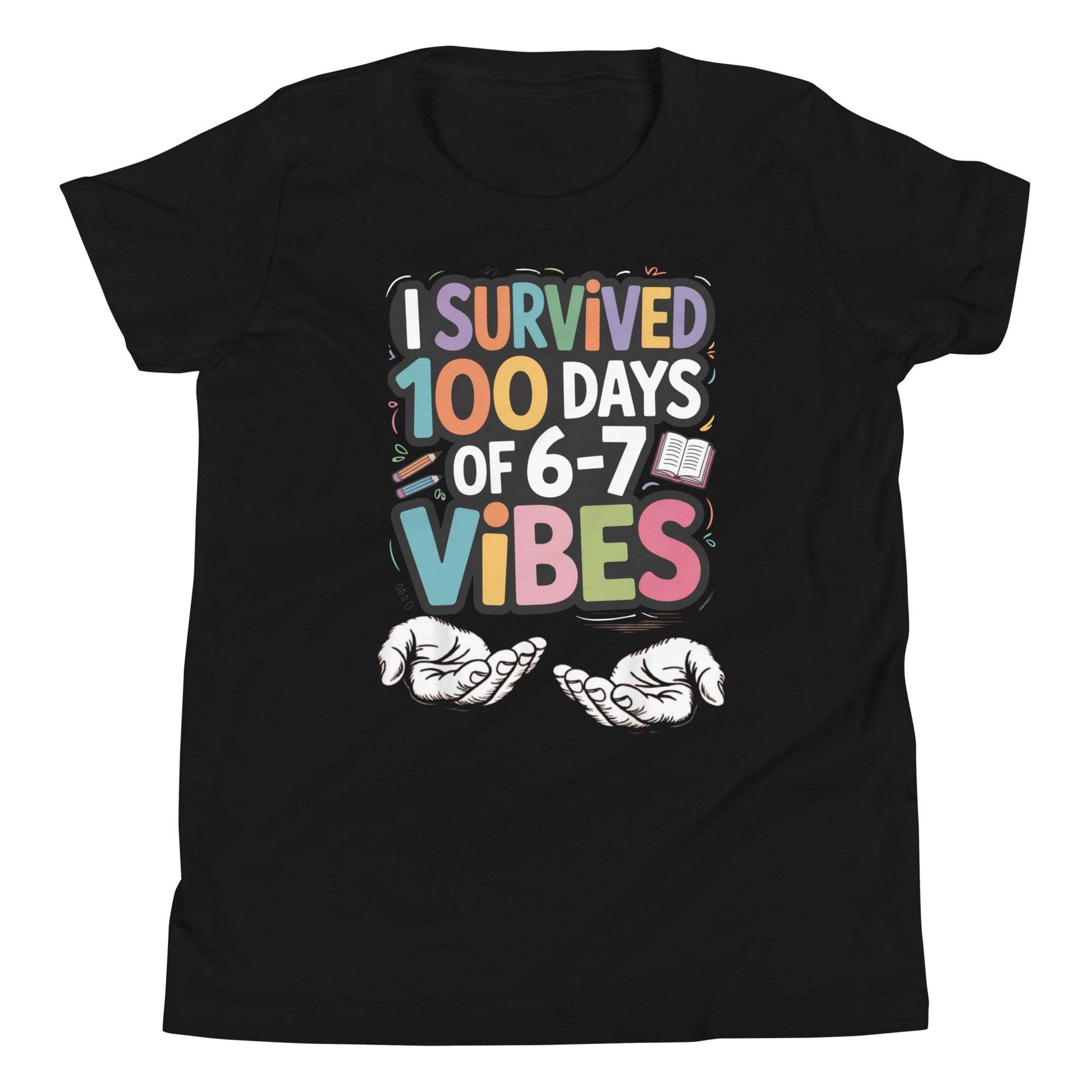 100 Days of 6-7 Vibes Youth T-Shirt - Trendy and fun 100th day of school celebration shirt for kids