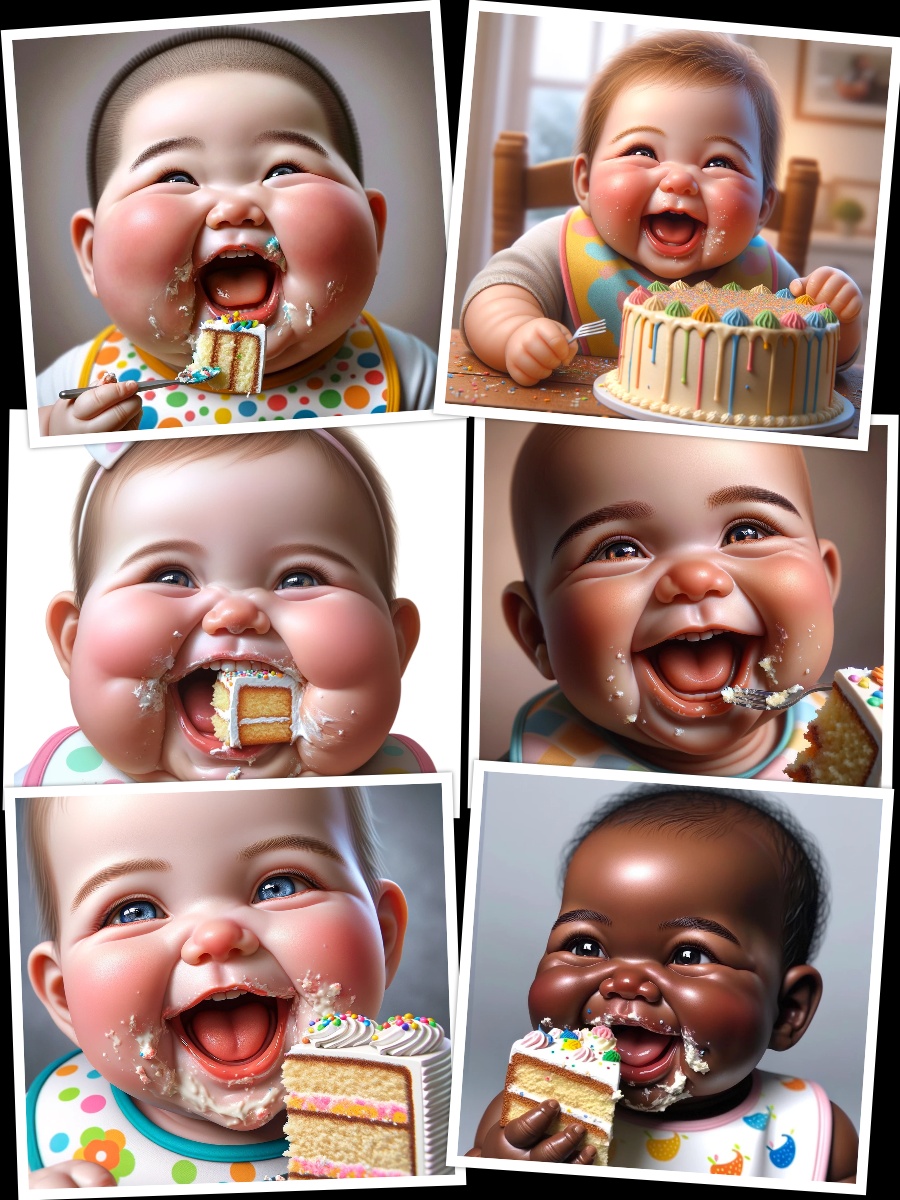 Chubby Babies Eating Cake