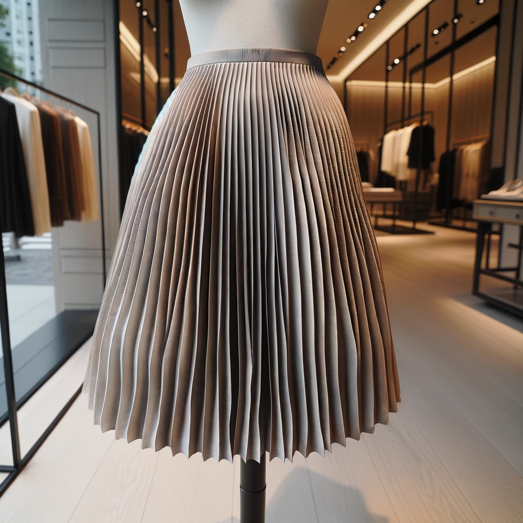 Here is an image of an elegant pencil skirt displayed on a mannequin, showcasing its sophisticated and professional style.

