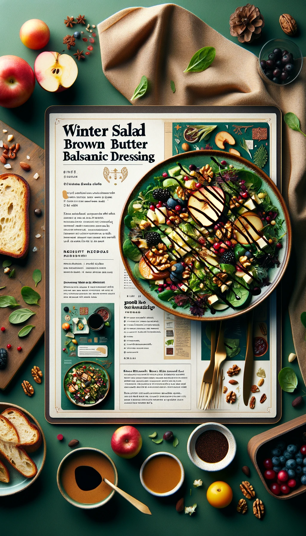 recipe for a Winter Salad with Brown Butter Balsamic Dressing